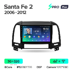 Штатная магнитола Teyes SPRO+ для Hyundai Santa Fe 2 2006-2012 на Android 10 4G+WiFi 3Gb + 32Gb